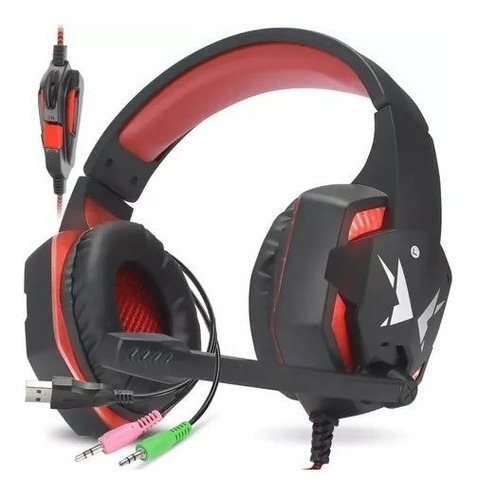 Headfone Gamer P2 Com Led E Microfone Hf-g600 Vermelho