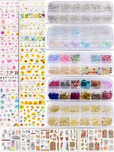 Spearlcable Kit De Arte De Uñas, 48 Hojas De Calcomanías De 