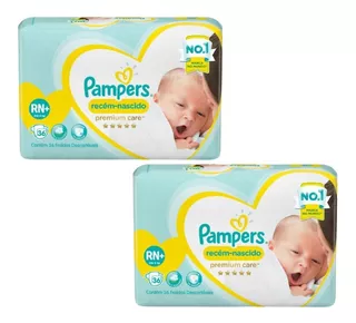 Kit 2 Pcts Pampers Premium Care Recém-nascido Rn+ 6 Kg 72 u