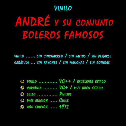 ¬¬ Vinilo André Y Su Conjunto / Boleros Famosos Zp Orq (Usado)