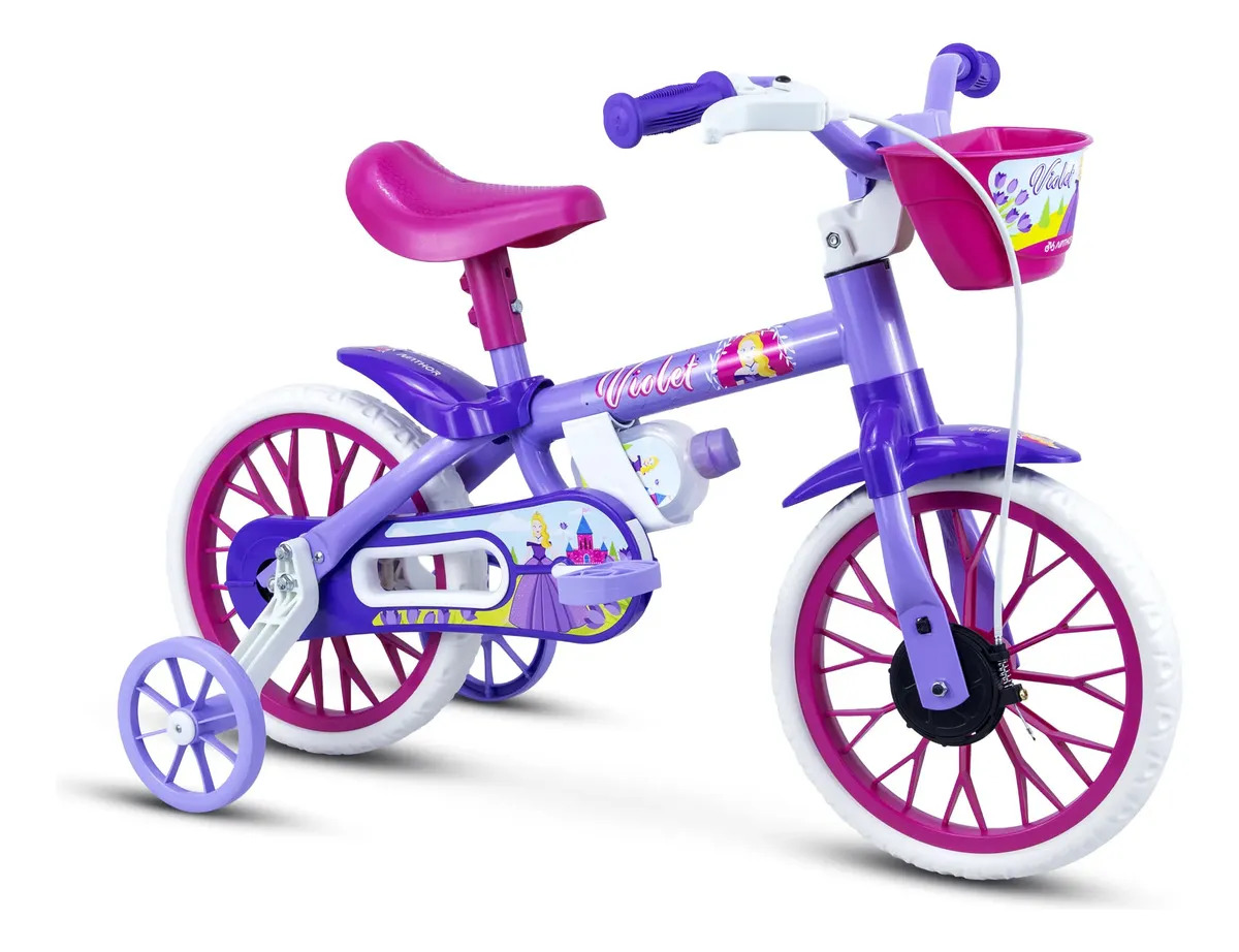 Bicicleta Infantil Nathor Aro 12 Personagens Diversos Violet Único