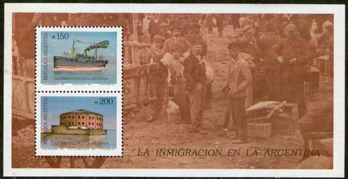 Argentina Bloc Mint La Inmigración En La Argentina Año 1989