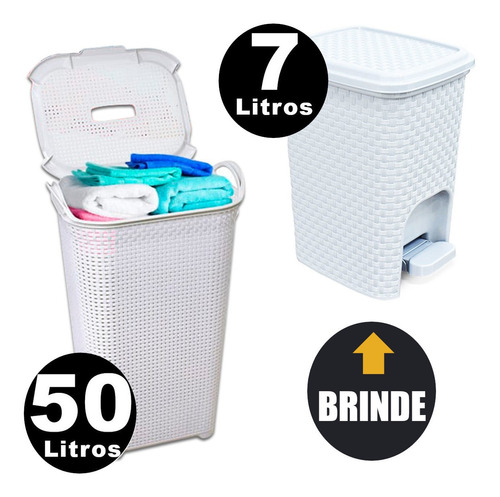 Cesto Para Roupas Roupeiro Organizador Rattan 50l Promoção +