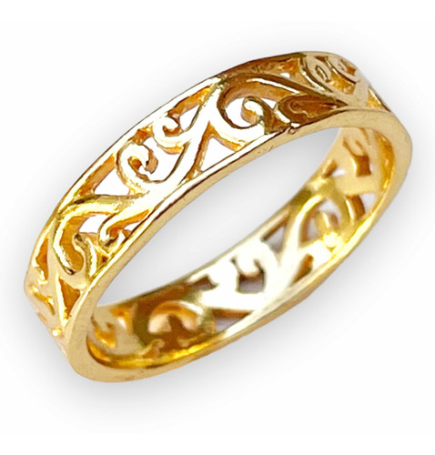 Anillo Design Plata 925 Bañado Oro 24k