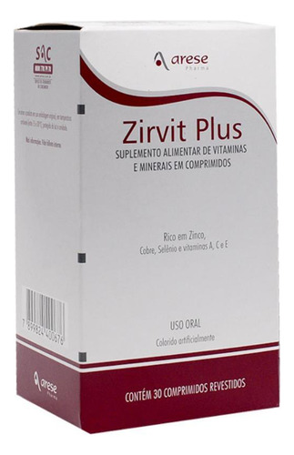 Zirvit Plus Caixa 30 Comprimidos - Arese