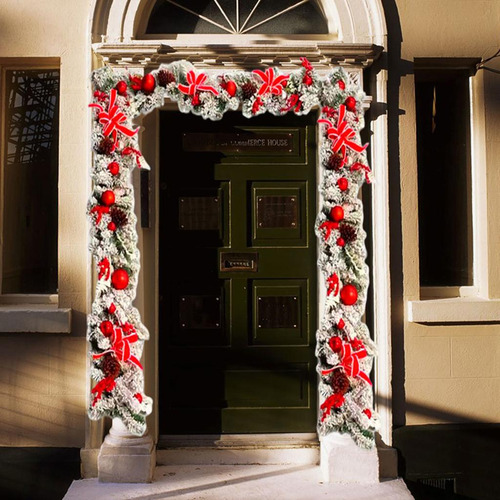 2 Pcs Traditional Christmas Wreath Snowflake For Door