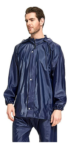 Impermeable Motociclista Azul Reflejantes, Traje De Agua