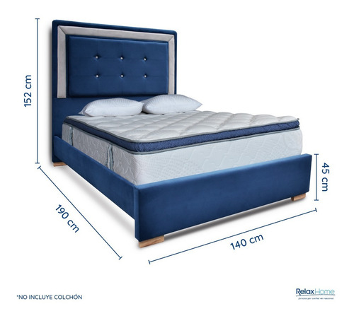Cama Tapizada Doble 140x190 Debby Tela