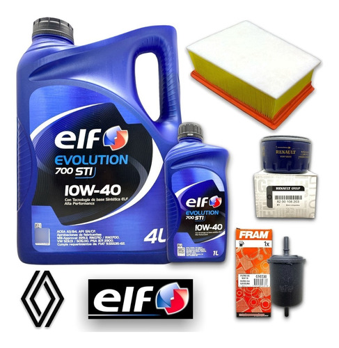 Kit 3 Filtros + 5l Aceite Elf Evo 700 Logan Sandero 1.6 16v