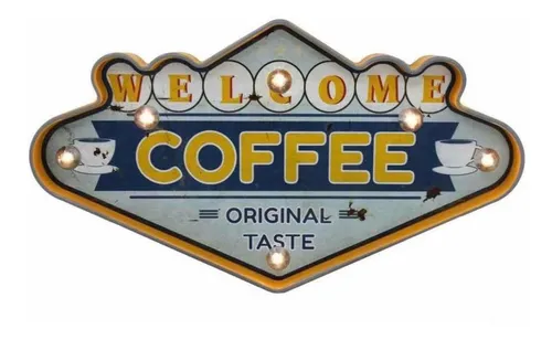 Cartel Welcome Coffe, Letrero Led Para Quincho Y Bar