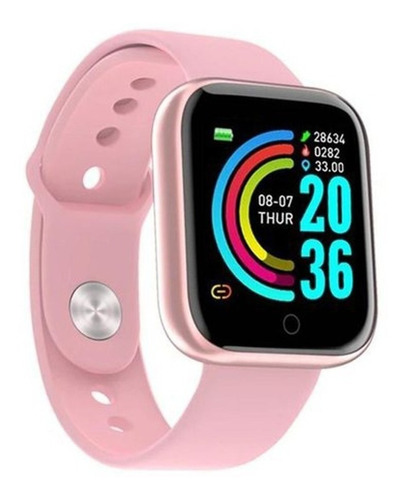 Smartwatch MagiaBrás D20 Plus FitPRO Plus 2 1.4" caja 40mm de  plástico  rosa, malla  rosa de  silicona D20S