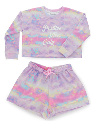 Coqueta Conjunto Multicolor Para Niña Con Short Y Sudadera