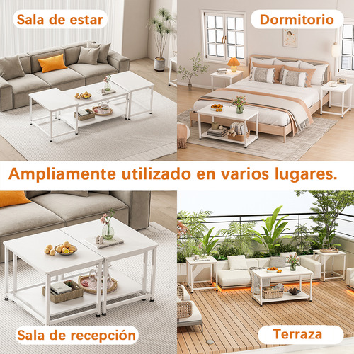 Mesa De Centro 2 Estantes Minimalista Mesa Lateral De Metal