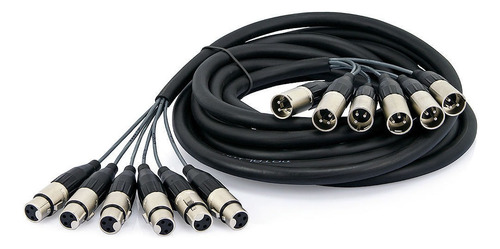 Cabo Xlr Do 8 Xlr Machos Em 8 Xlr Fêmeas Amphenol Multicabos 8 Vias Preto Do 5m