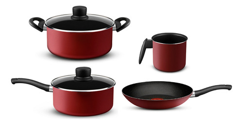 Batería de cocina Tefal Red Surprise L2t1g5c11 con 6 piezas bordó