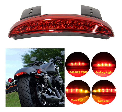 Humo Picado Fender Cola Led Luz Matrícula Para Harley Xl1200