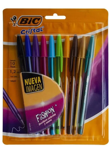 Boligrafo Bic Cristal 1.2mm C/10 Piezas Surtidas