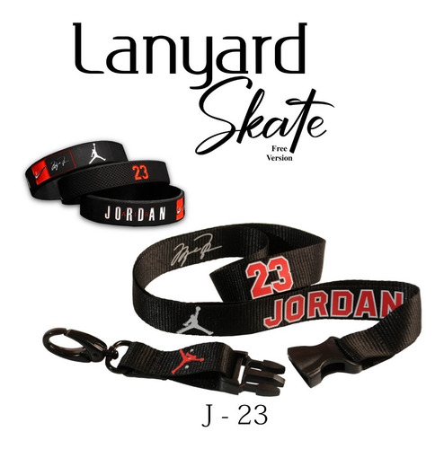 Imagen 2 de 7 de Jordan Black Lanyard Cinta Porta Carnet Llaveros