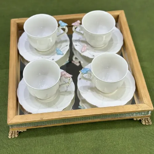 Conjunto 4 Xícaras Chá 200ml E Pires Wolff Birds Passarinho
