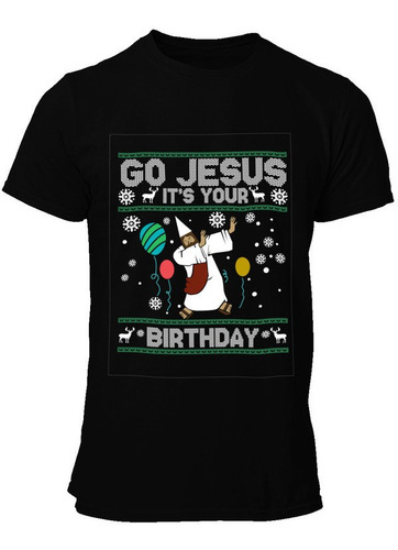 Playera Negra Go Cumplea Os Jesus Navide O