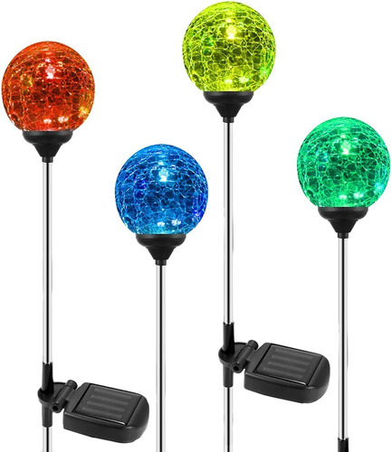 Iluminación Exterior 4 Luces Solares Led De Cristal Color Ca