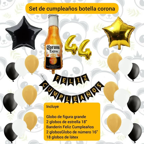 Combo Decoración Cumpleaños Globos Cerveza Corona Botella 
