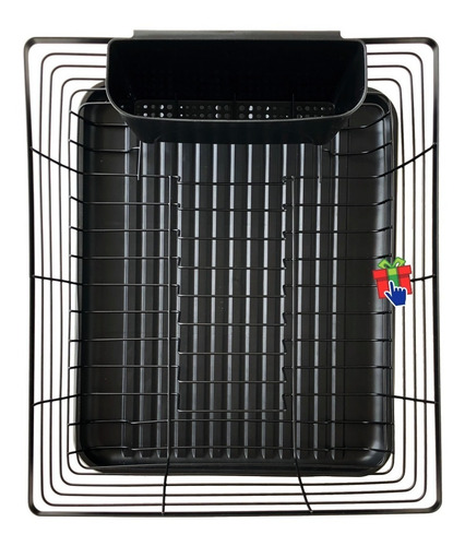 Secaplato Escurridor De Acero Negro Mate Bandeja Cubiertero