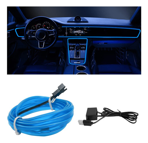 Tira Luz Led Para Interior Automovil Neon Usb 10 Pie Borde