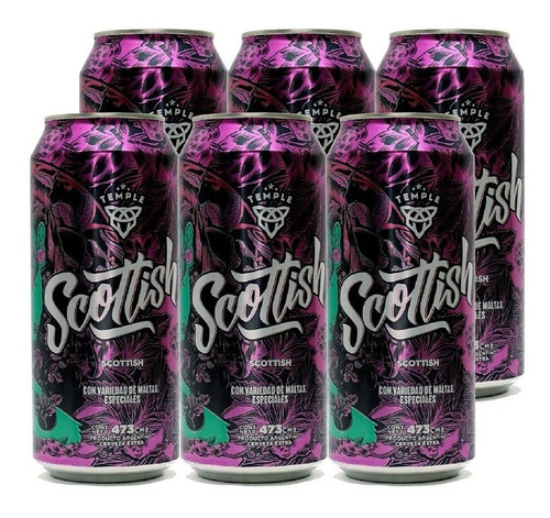 Imagen 1 de 10 de Temple Scottish . Cerveza . 473ml X 6 - Tomate Algo® -
