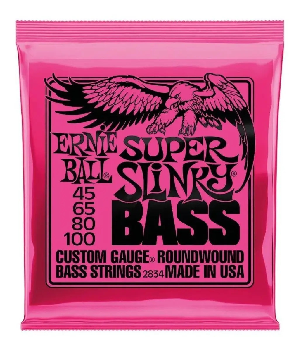 Encordoamento para Baixo Ernie Ball Super Slinky 4 Cordas de Níquel 045