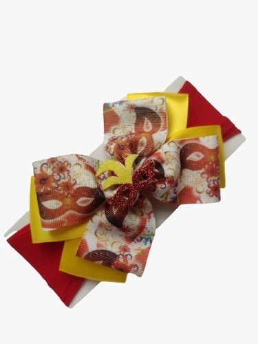 Kit Faixa De Cabelo Bebê Menina Laço Festa Carnaval C/ 5 Un