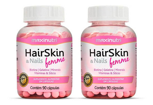 Kit 2 Fortalecedor De Cabelos Hairskin Femme 90 C Maxinutri Sabor Sem Sabor