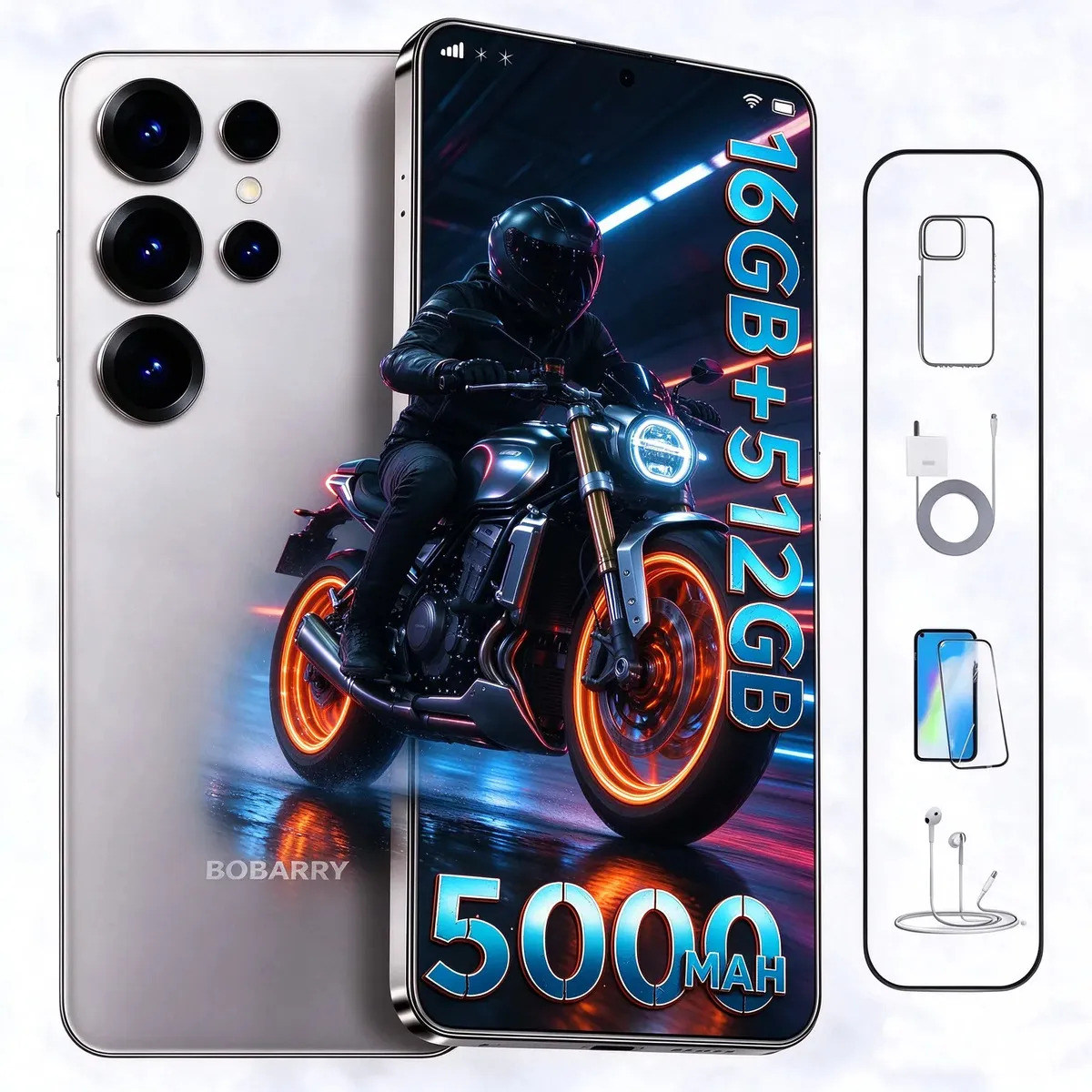 Smartphone 5G 12GB+512GB 6,78' Android 15 Dimensity 7200 Octa Core Câmera Traseira 32MP Frontal 18MP Tela 3120x1440 Bateria 5000mAh Bluetooth 5.4 Dual SIM Desbloqueado Cinza