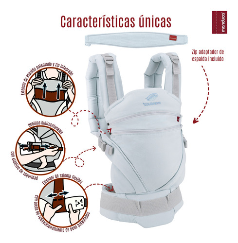 Manduca Xt Cangurera Ergonómica para Bebé Monochrome Line Azul Marrón 3.5 20 Kg Algodón Orgánico y Tintes Naturales
