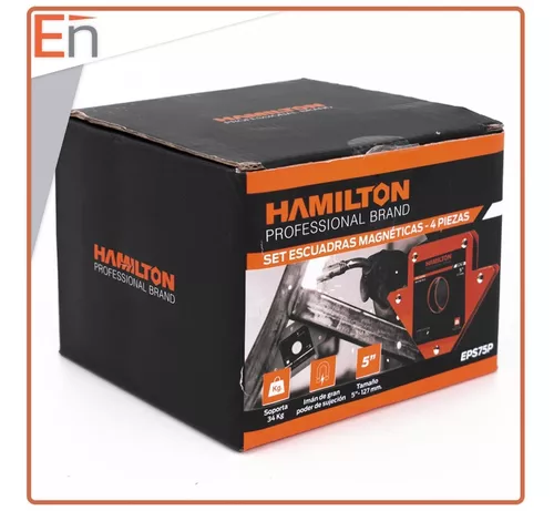 Set 4 Escuadras Magnéticas 5'' 34kg Hamilton Eps75p