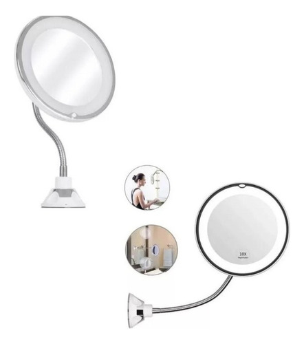 Espejo De Maquillaje Con Aumento X10 Luces Led