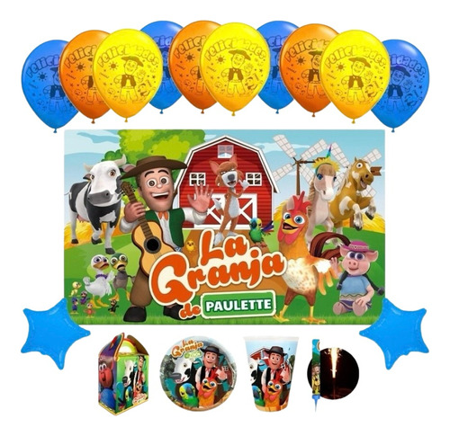 Granja Zenon 20 Vasos Platos Dulceros Globos Fiesta!