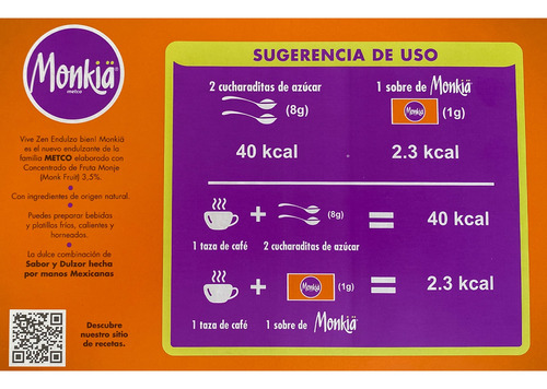 Endulzante Monkiä Fruta Del Monje 300 Sobres De 1g