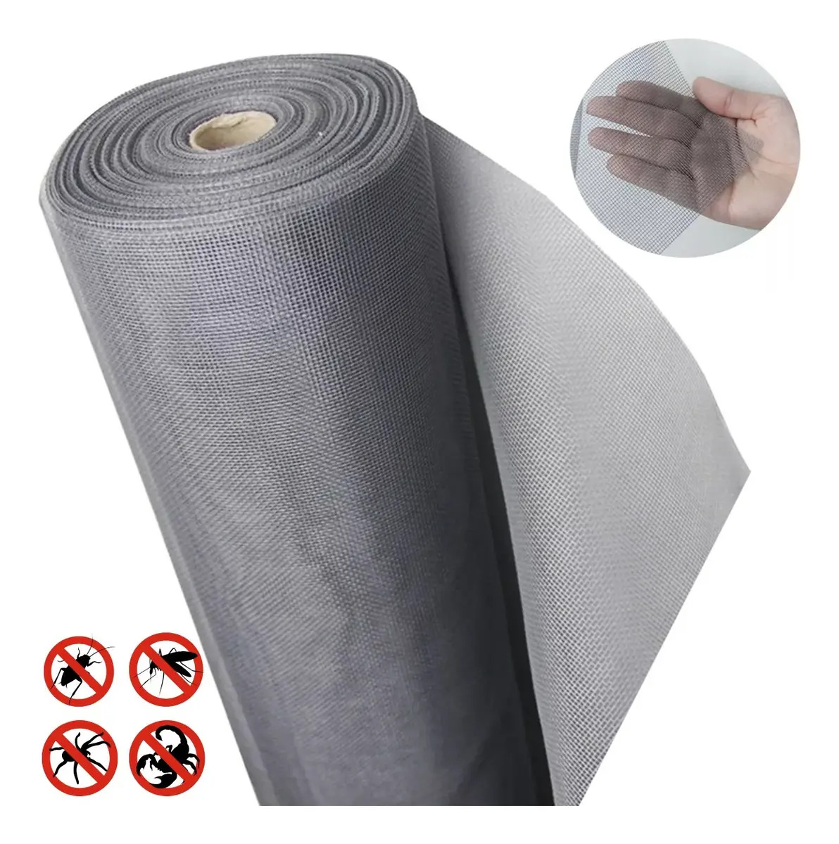 Rolo De Tela Mosquiteira Cinza Polietileno 1,50m X 4 Metros