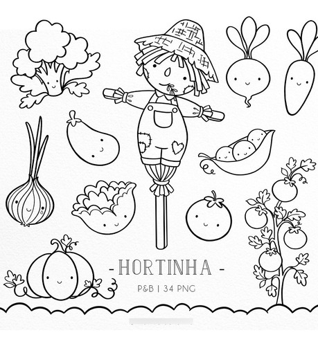 Kit Imagenes Png Cliparts Verduras Huerta Colorear Ni28