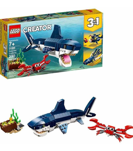 Lego Creator 31088 3 En 1 Criaturas Marinas Tiburón 230 Pzas