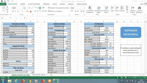 Planilha Para Cálculo De Sapata De Divisa+bloco Com 1 Estaca
