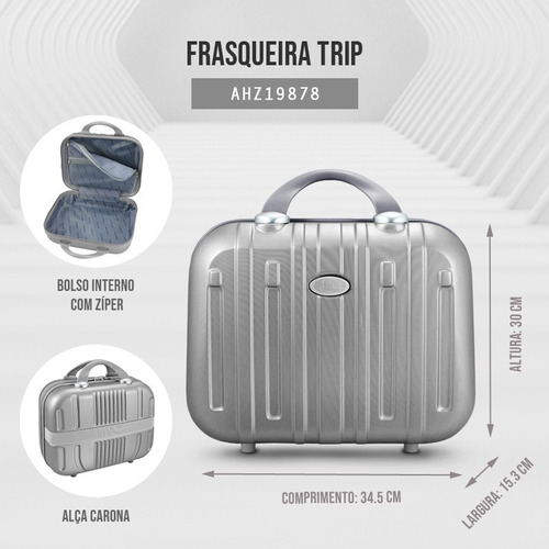 Imagem 5 de 9 de Mala Viagem Trip Aprovada P/ Bordo + Frasqueira Jacki Design