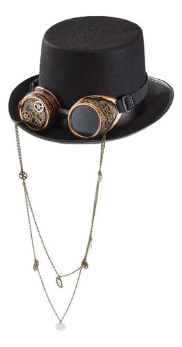 Sombrero Gótico Retro Steampunk Con Lentes Cadena Larga