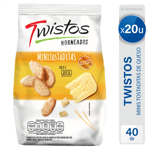 Twistos Queso Tostaditas Snack Salado Pack X20