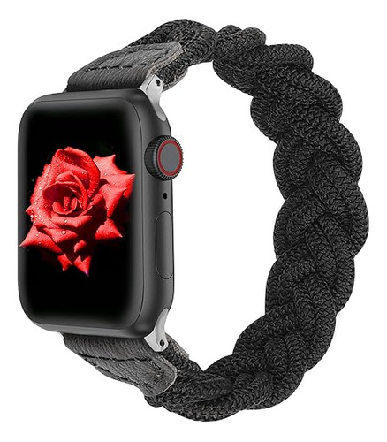 Malla Trenzada Elastica Para Apple Watch 38/40/41mm L Negro