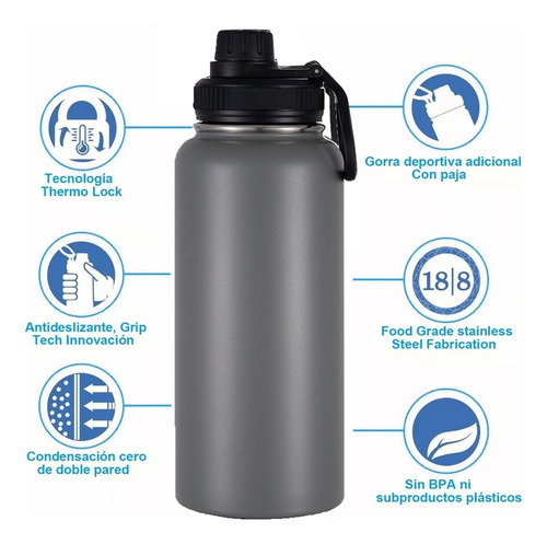Termo Vaso Botella Acero Inoxidable Con Fría/caliente 32 Oz
