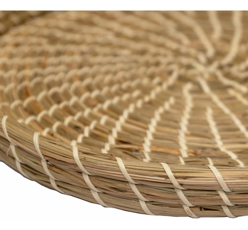 Imagen 4 de 4 de Bandeja Decoración Seagrass Fibra Natural Redonda Circular