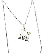 Comprar Conjunto Cadena Plata + Dije Inicial Plata Y Oro Fabricacion