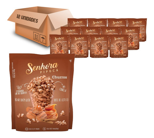 Pipoca Artesanal Sabor Churros Senhora 100g (12 Pacotes)